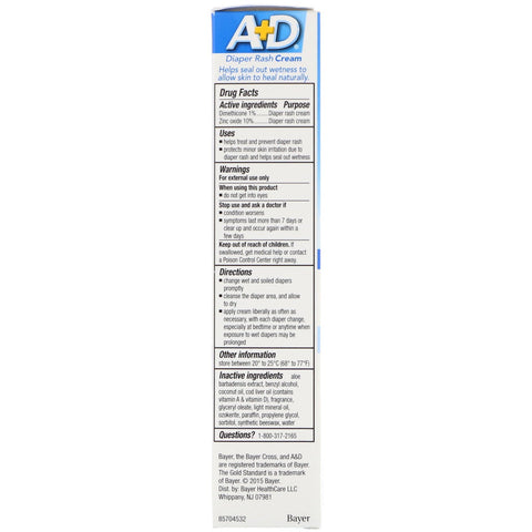 A+D, Crema para la dermatitis del pañal con dimeticona y óxido de zinc, 1,5 oz (42,5 g)