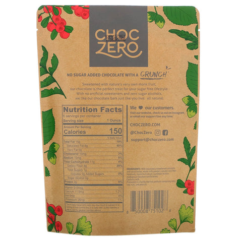 ChocZero, Milk Chocolate, Hazelnuts, No Sugar Added,  6 Bars, 1 oz Each