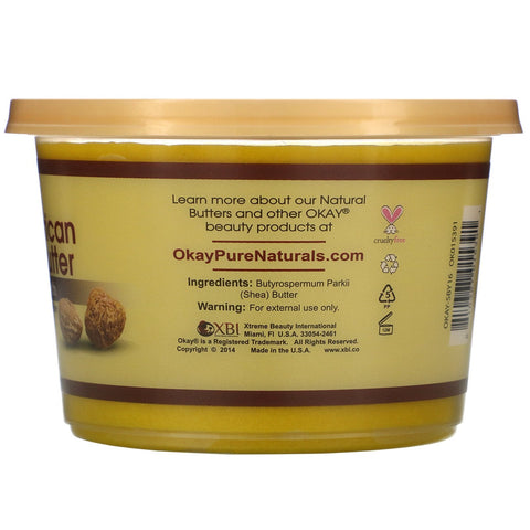 Okay Pure Naturals, afrikansk sheasmør, gul glat, 13 oz (368 g)