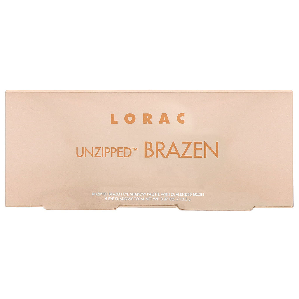 Lorac, Paleta de sombras de ojos Brazen sin cremallera con brocha de dos puntas, 10,5 g (0,37 oz)