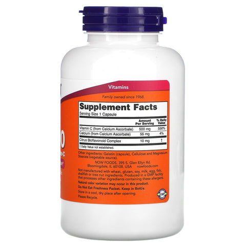 Now Foods, C-500, Calcium Ascorbate-C, 250 kapsler