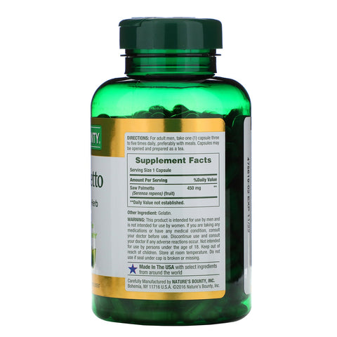 Nature's Bounty, Saw Palmetto, 450 mg, 250 cápsulas