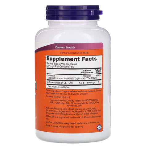 Now Foods, Chitosan, 500 mg, 240 vegetabilske kapsler