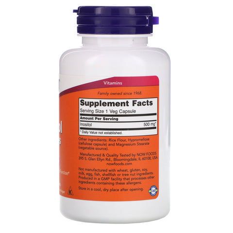 Now Foods, Cápsulas de inositol, 500 mg, 100 cápsulas vegetales