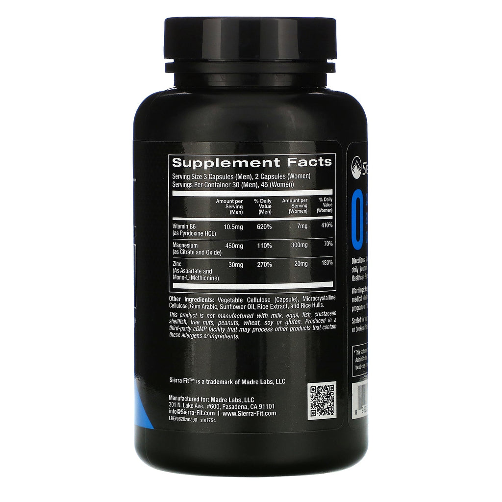 Sierra Fit, Zink, Magnesium &amp; Vitamin B6, 90 Veggie-kapsler