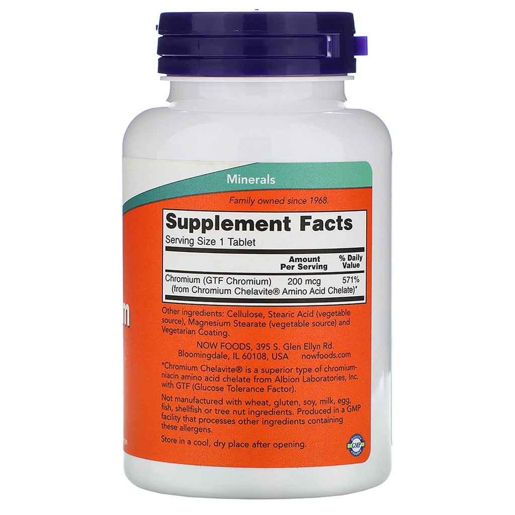 Now Foods, GTF Chromium, 200 mcg, 250 Tablets