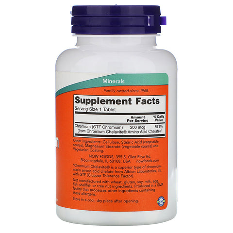 Now Foods, GTF Chromium, 200 mcg, 250 tabletter