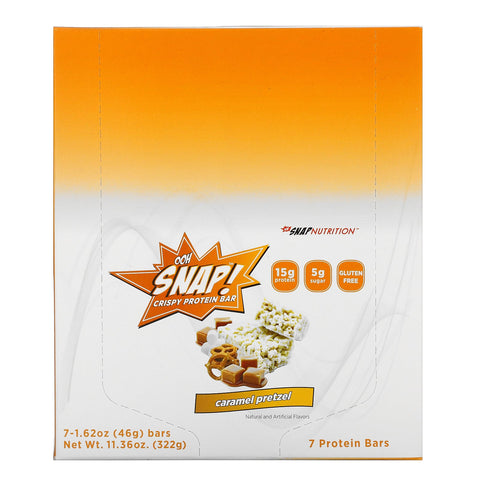 OOH Snap!, sprød proteinbar, karamelkringle, 7 barer, 1,62 oz (46 g) hver