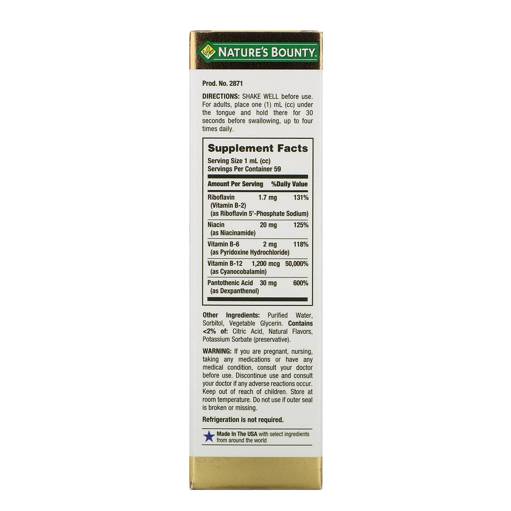 Nature's Bounty, B-Complex, Sublingual væske, 2 fl oz (59 ml)