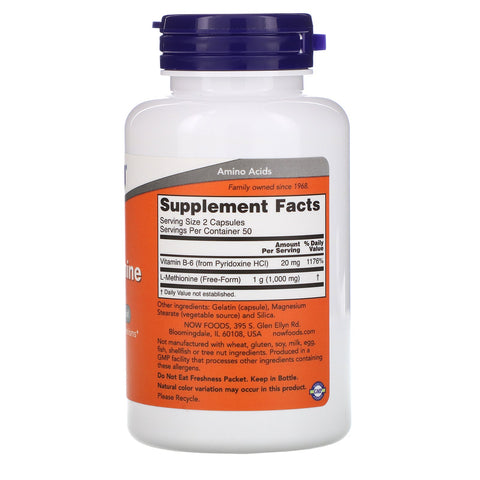 Now Foods, L-Methionin, 500 mg, 100 kapsler