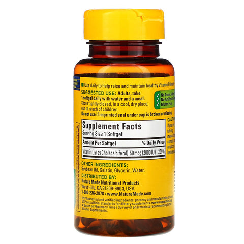 Naturfremstillet, vitamin D3, 2.000 IE (50 mcg), 90 softgels