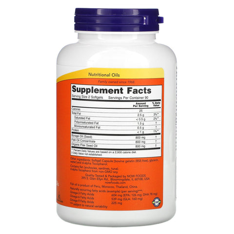 Now Foods, Super Omega 3-6-9, 1.200 mg, 180 softgels