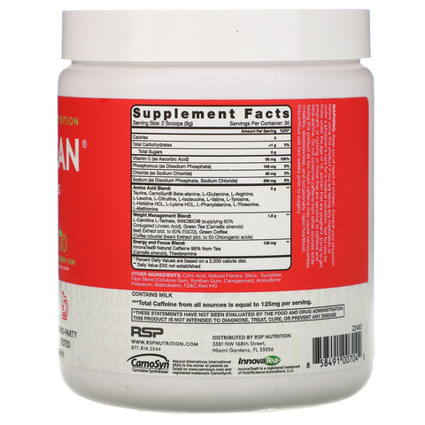 RSP Nutrition, AminoLean, Essential Amino Acids + Anytime Energy, Strawberry Kiwi, 9.52 oz (270 g)