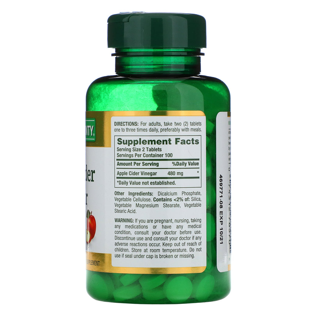 Nature's Bounty, vinagre de sidra de manzana, 480 mg, 200 tabletas