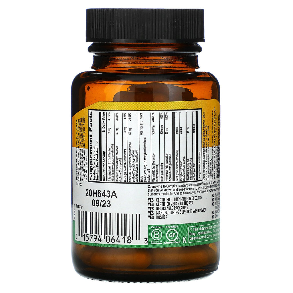 Country Life, Coenzyme B-Complex Caps, 60 veganske kapsler