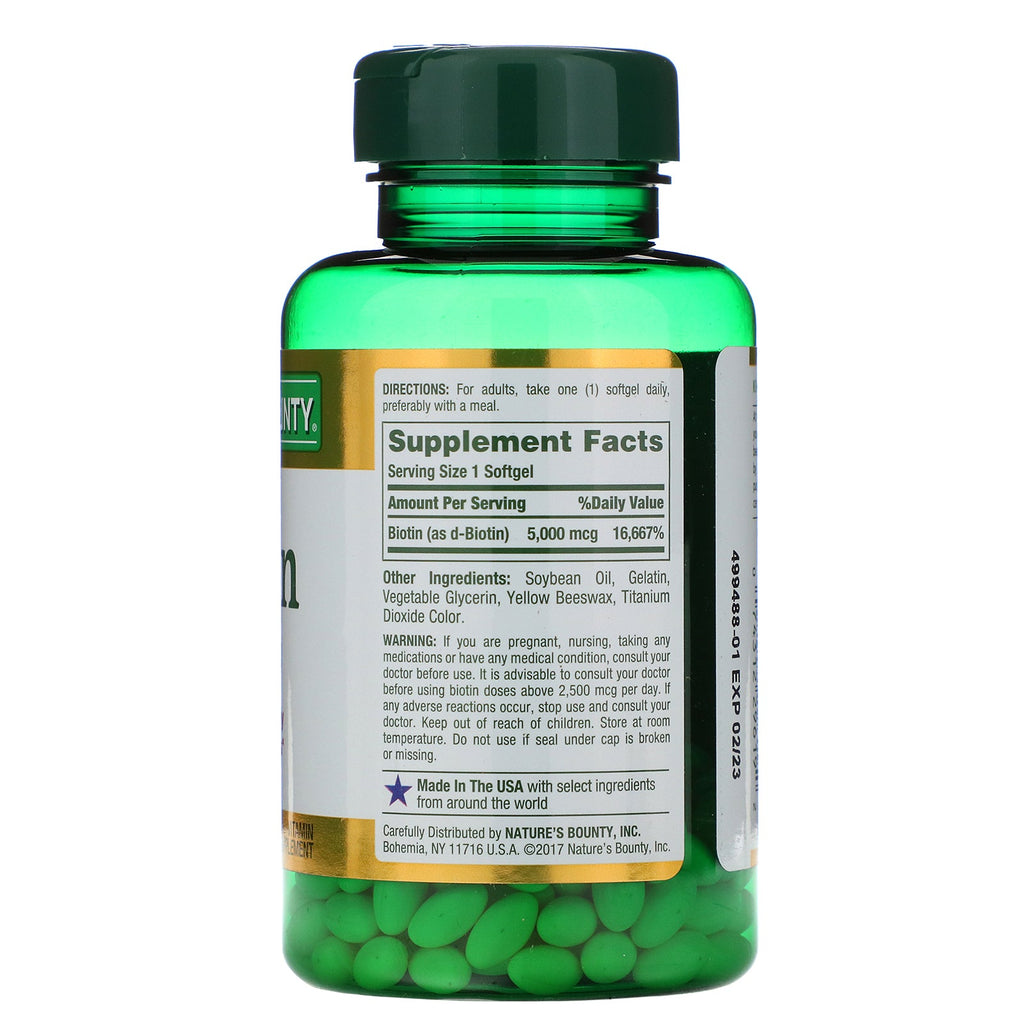 Nature's Bounty, Biotin, 5.000 mcg, 150 Rapid Release Softgels