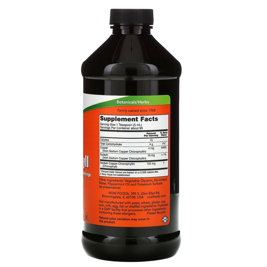 Now Foods, flydende klorofyl, myntesmag, 16 fl oz (473 ml)