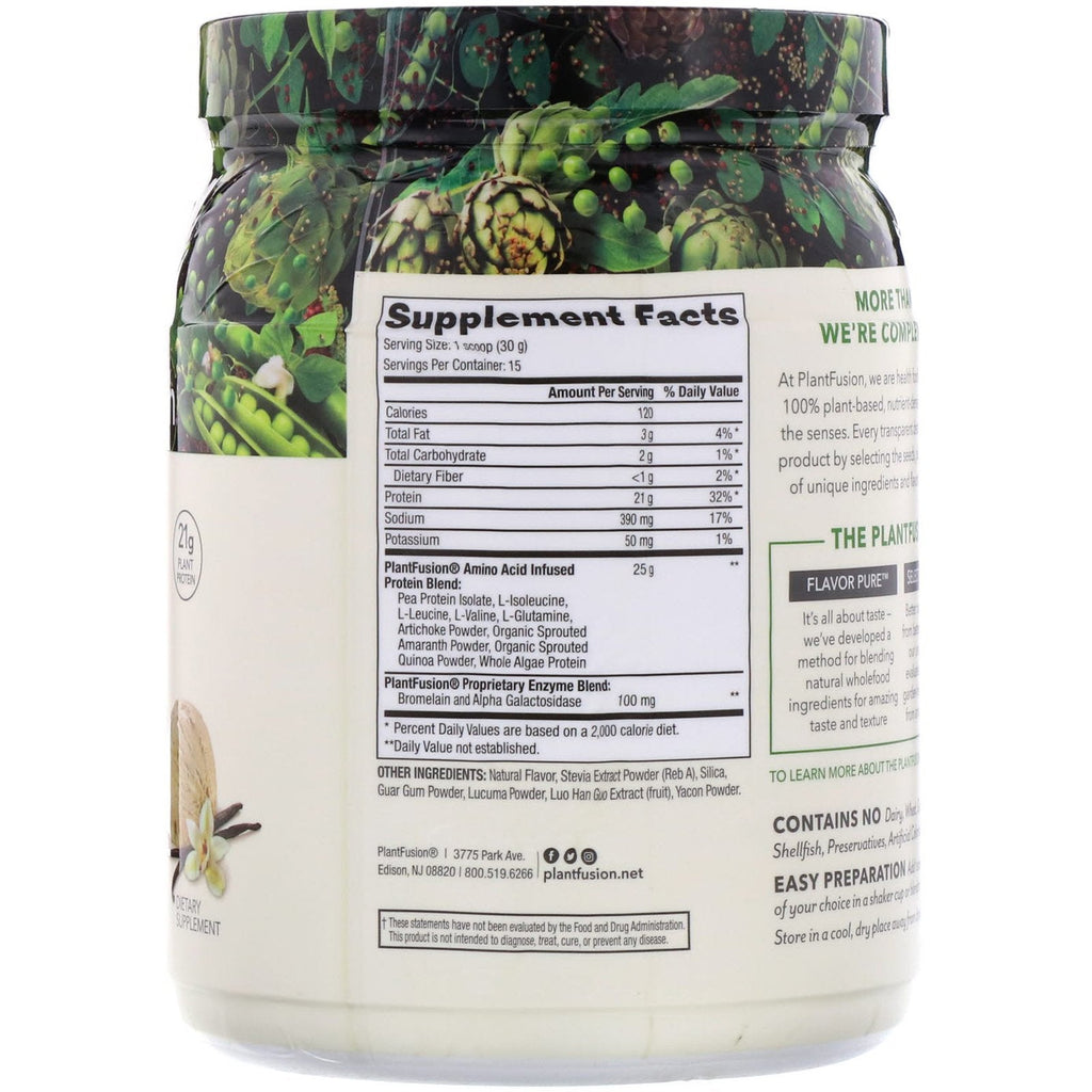 PlantFusion, komplet protein, cremet vaniljestang, 15,87 oz (450 g)