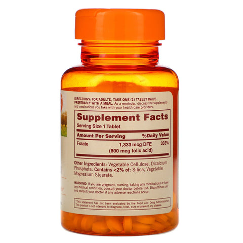 Sundown Naturals, Folat, 1.333 mcg DFE, 100 tabletter