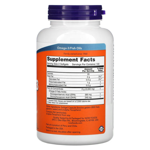 Now Foods, molekylært destilleret omega-3, 200 softgels