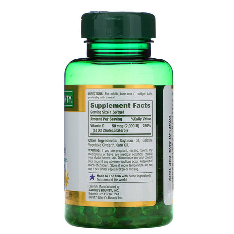 Nature's Bounty, D3, 50 mcg (2.000 IE), 350 softgels