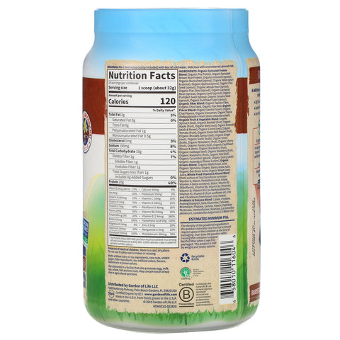 Garden of Life, Comida CRUDA, batido y sustituto de comida, chai especiado con vainilla, 907 g (2 lb 2 oz)