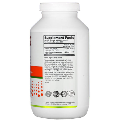 NutriBiotic, Inmunidad, ascorbato de sodio, polvo cristalino, 16 oz (454 g)