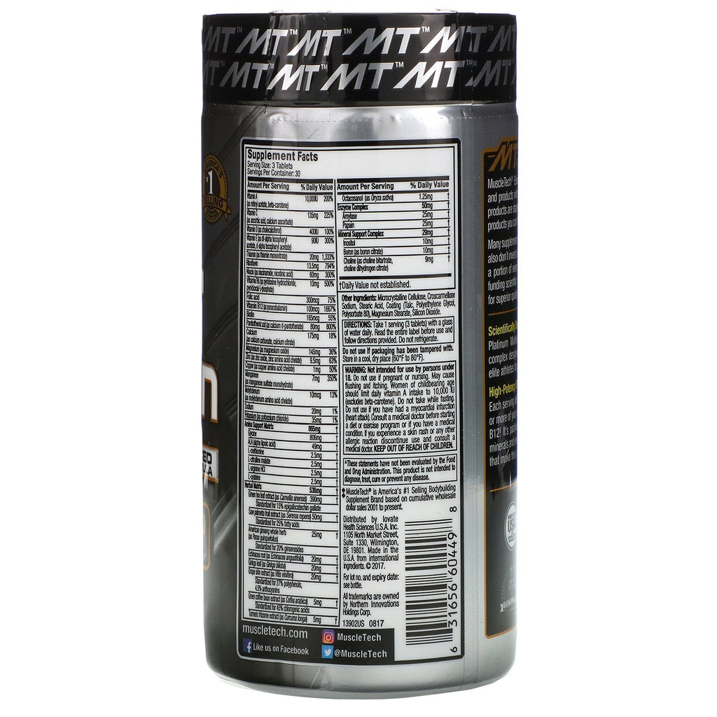 Muscletech, Essential Series, Platinum Multi Vitamin, 90 tabletter