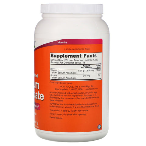 Now Foods, ascorbato de sodio en polvo, 3 libras (1361 g)