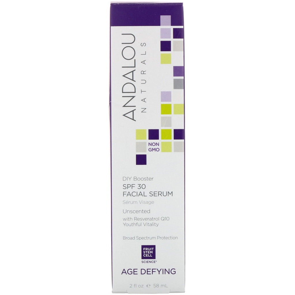 Andalou Naturals, Facial Serum, SPF 30, Age Defying, Unscented, 2 fl oz (58 ml)