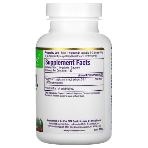 Paradise Herbs, resveratrol, 180 cápsulas vegetarianas