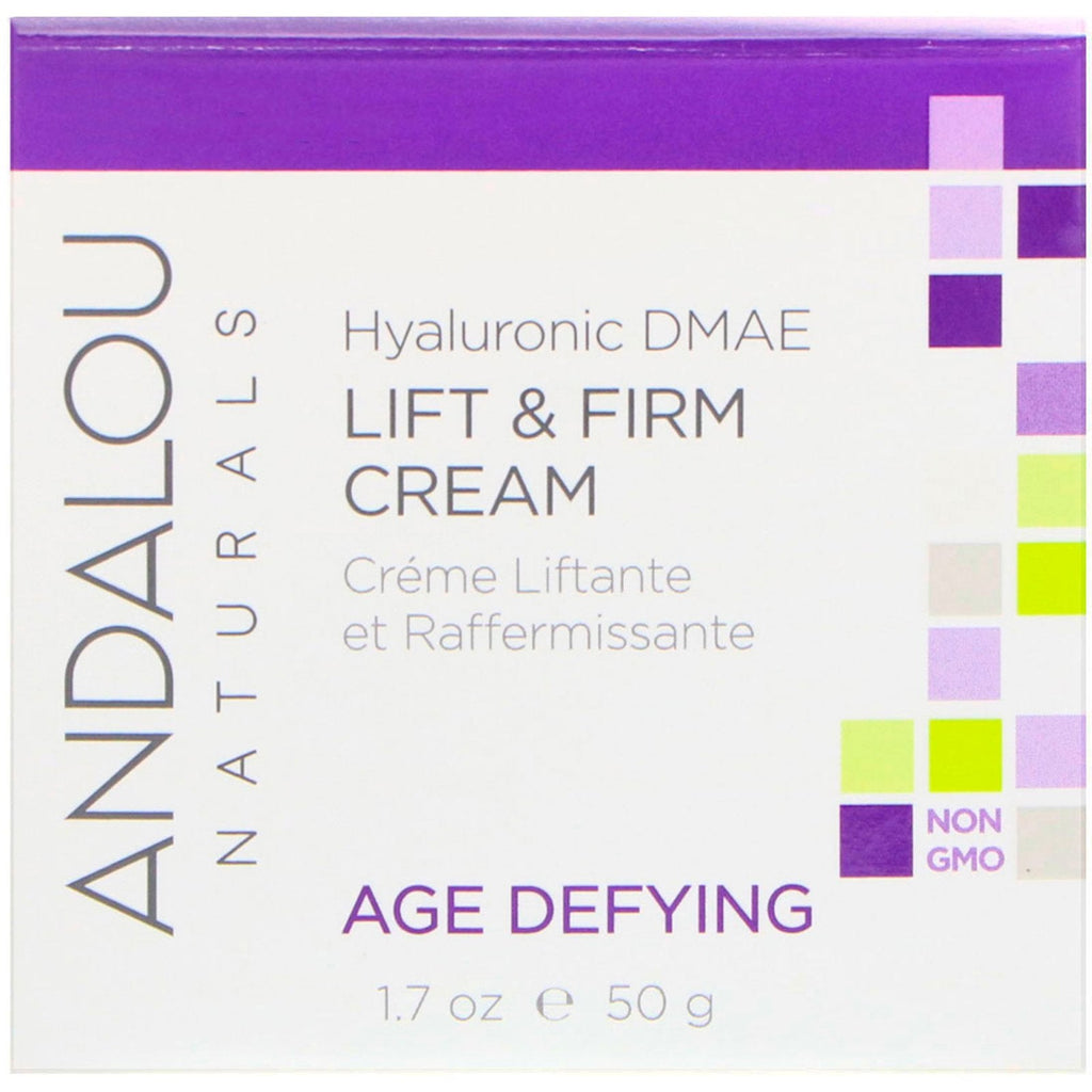 Andalou Naturals, Lift &amp; Firm Cream, Hyaluronic DMAE, 1,7 oz (50 g)