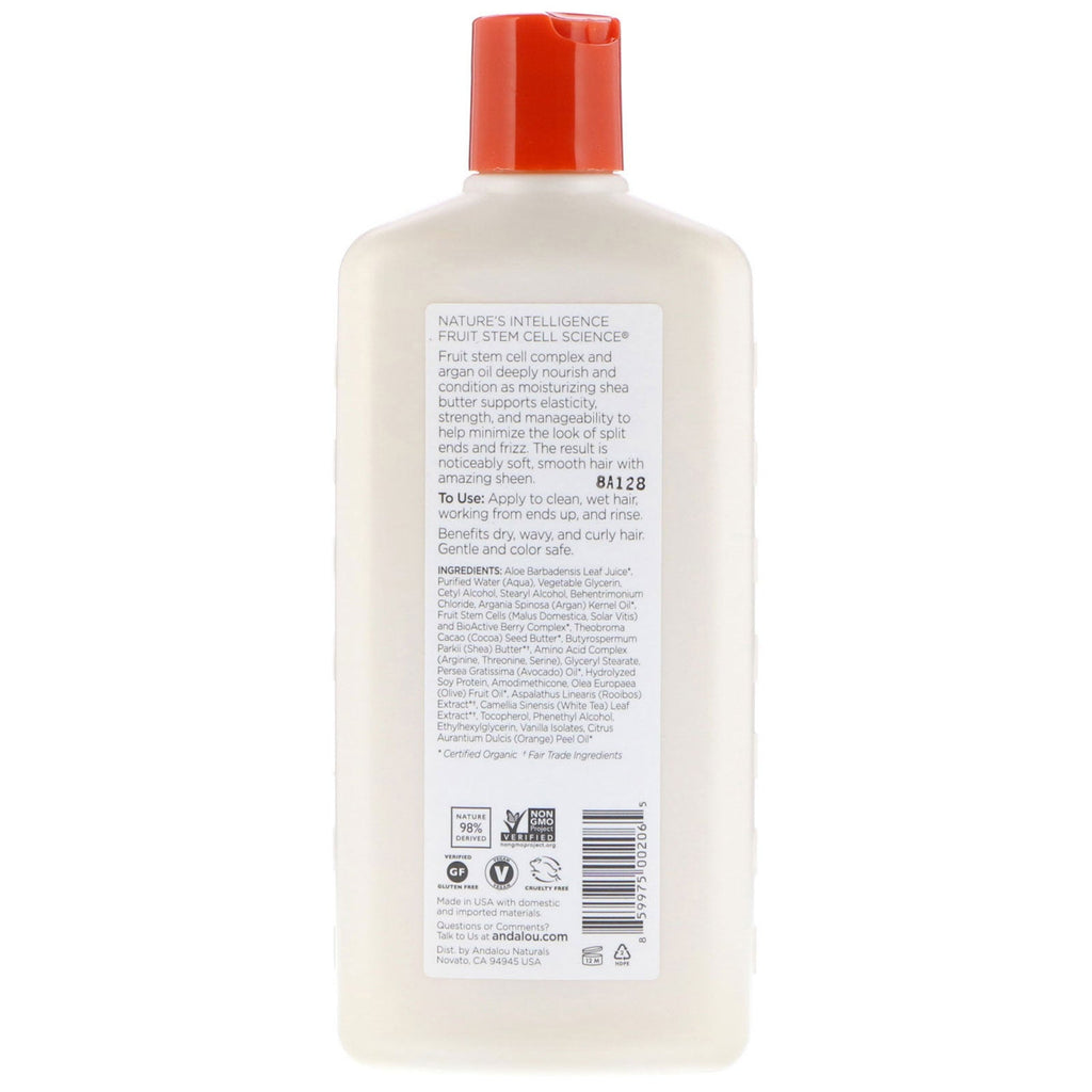 Andalou Naturals, Acondicionador, rico en humedad, para un brillo suave y terso, aceite de argán y karité, 11,5 fl oz (340 ml)