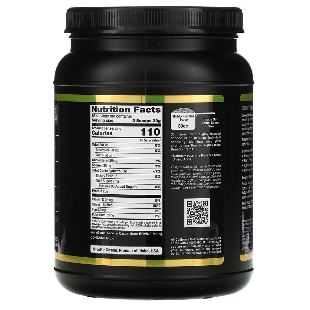 California Gold Nutrition, Micellært kaseinprotein, Utilsat, Langsom Absorption, 16 oz (454 g)