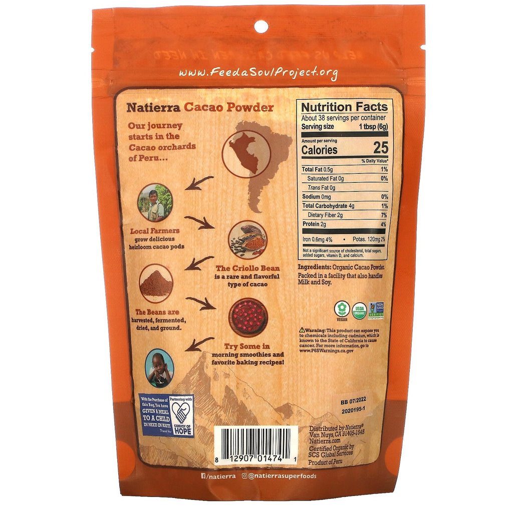 Natierra,  Cacao Powder, 8 oz (227 g)