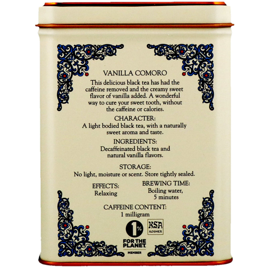 Harney &amp; Sons, Mezcla de té HT, té de vainilla comoro, 20 sobres de té, 40 g (1,4 oz)