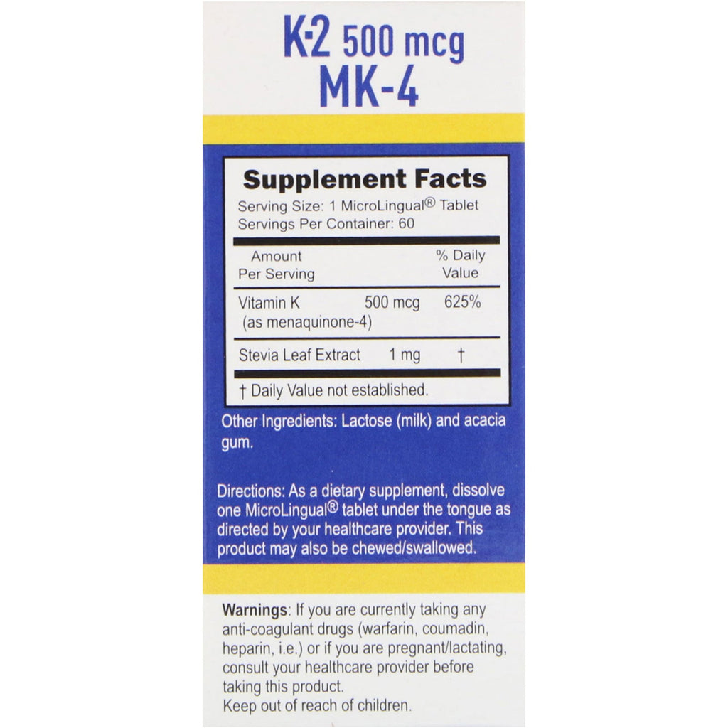 Superior Source, Vitamin K-2, 500 mcg, 60 MicroLingual Instant Dissolve Tablets