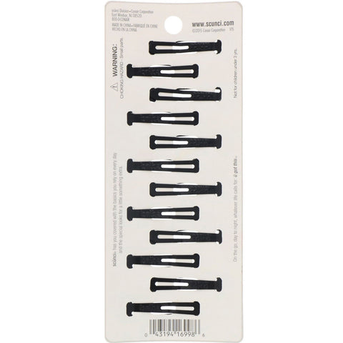 Scunci, Snap Hair Clip, Sort, 12 stk