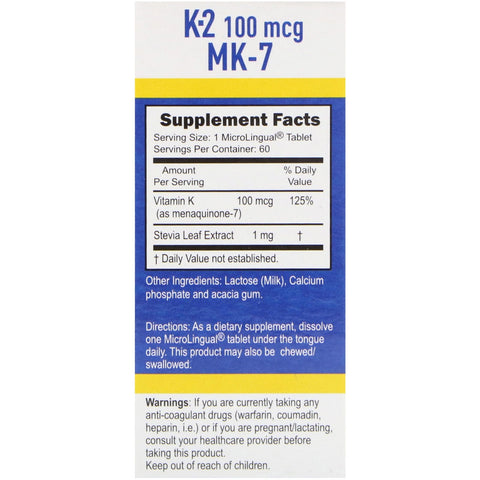 Superior Source, vitamina K-2, 100 mcg, 60 tabletas microlinguales de disolución instantánea