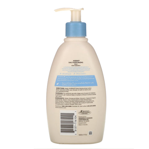 Aveeno, Active Naturals, loción humectante diaria, hidratación pura, sin fragancia, 12 fl oz (350 ml)