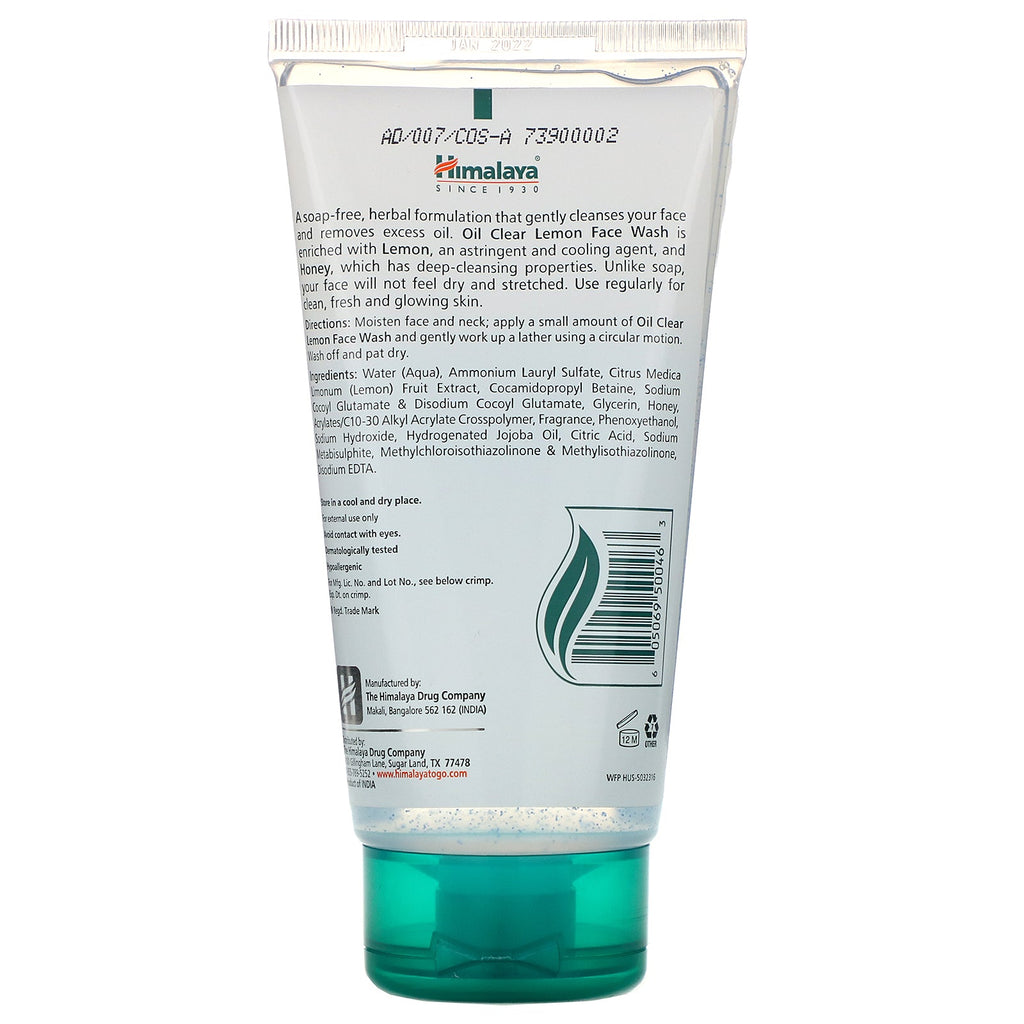 Himalaya, Oil Clear Lemon Face Wash, til fedtet hud, 5,07 fl oz (150 ml)