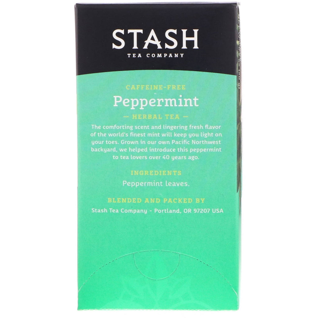 Stash Tea, Herbal Tea, Peppermint, Caffeine Free, 20 Tea Bags, 0.7 oz (20 g)