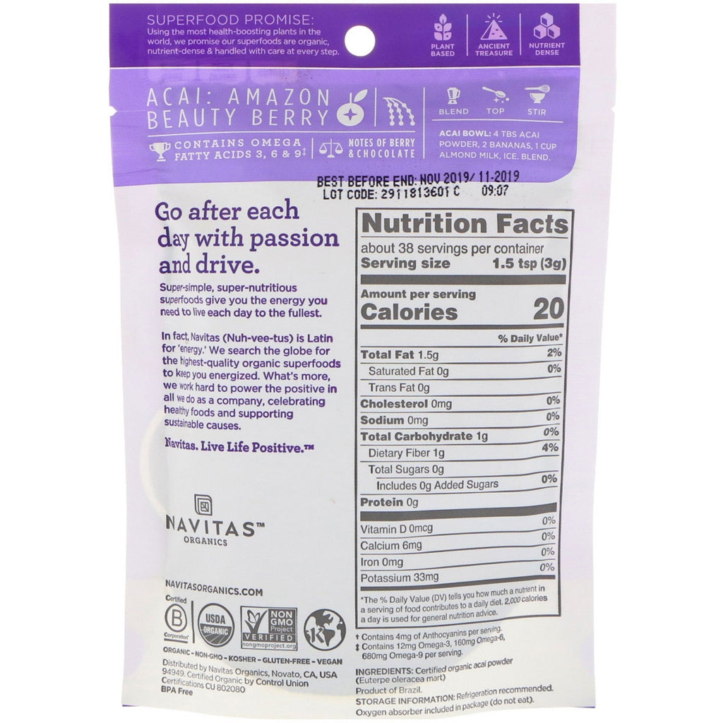 Navitas s, Acai Powder, 4 oz (113 g)