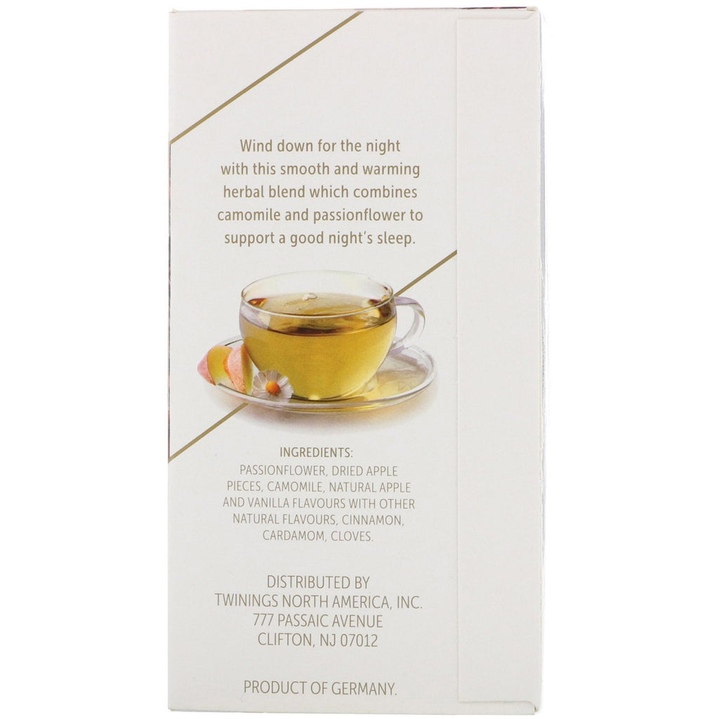 Twinings, Unwind Herbal Tea, Passionflower & Chamomile, Spiced Apple & Vanilla, Caffeine Free, 18 Tea Bags, 0.95 oz (27 g)