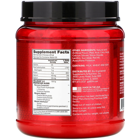 BSN, Cellmass 2.0, Advanced Strength, Post Workout, Arctic Berry, 1,09 lb (495 g)