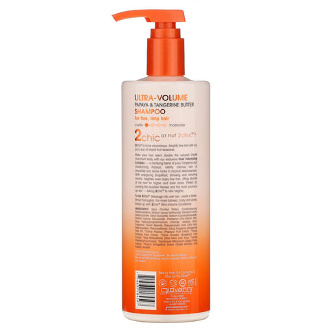 Giovanni, 2chic, Champú ultravolumen, para cabello fino y lacio, manteca de mandarina y papaya, 24 fl oz (710 ml)