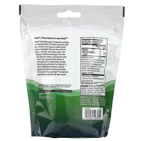 Zand, Herbalozenge, Menthol, Soothing Menthol, 80 Lozenges