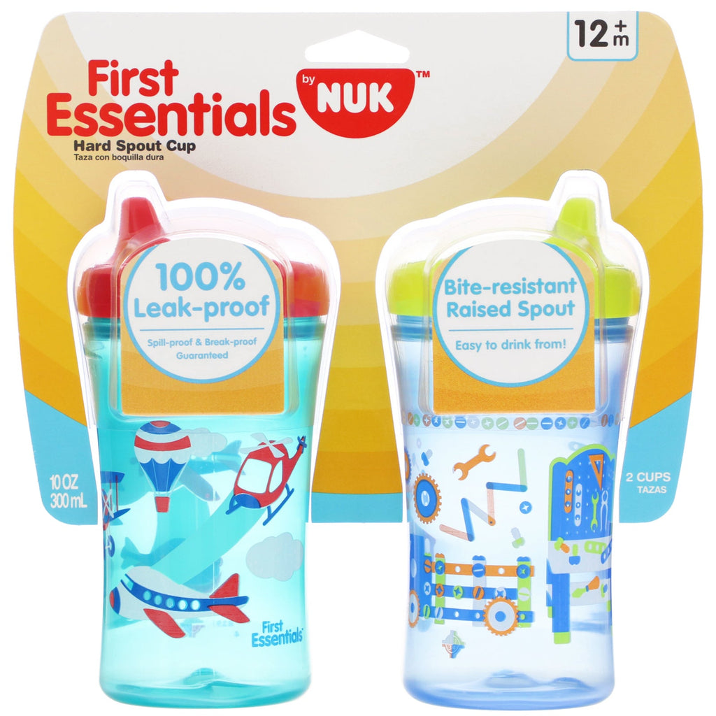 NUK, First Essentials, Hard tudkop, 12+ måneder, 2 kopper, 10 oz (300 ml) hver