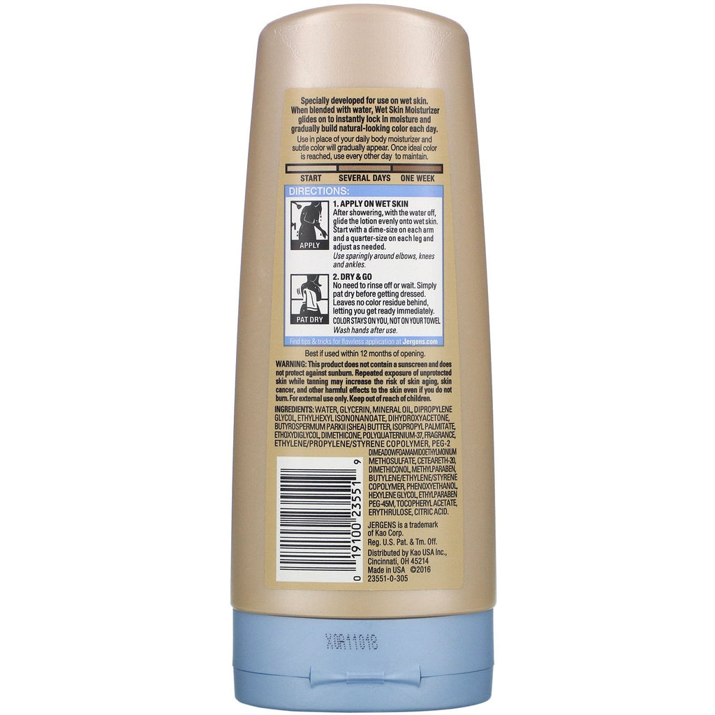 Jergens, Natural Glow, humectante para piel húmeda, bronceado medio a bronceado, 221 ml (7,5 oz. líq.)