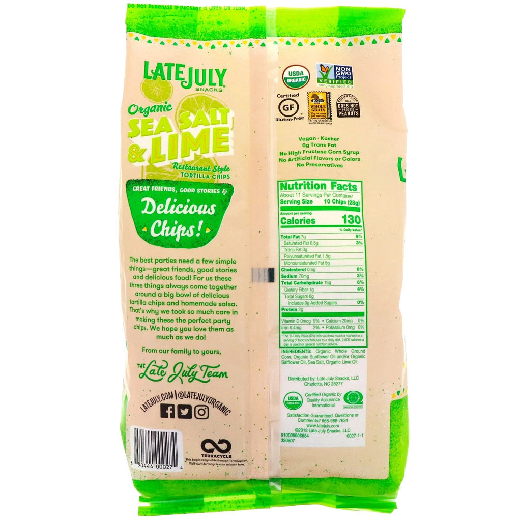 Late July,  Tortilla Chips, Sea Salt & Lime, 11 oz (312 g)